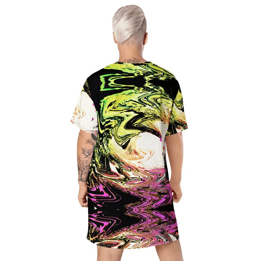 Abstract Neon Daisy Swirl Ladies T Shirt Dress product image (10)