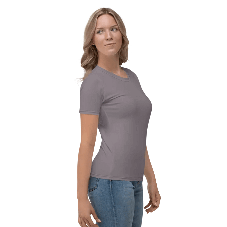 Plain Medium Gray True Summer Women's Crewneck Polyester Heavyweight Premium T-Shirt by Treasure Pie product image (5)