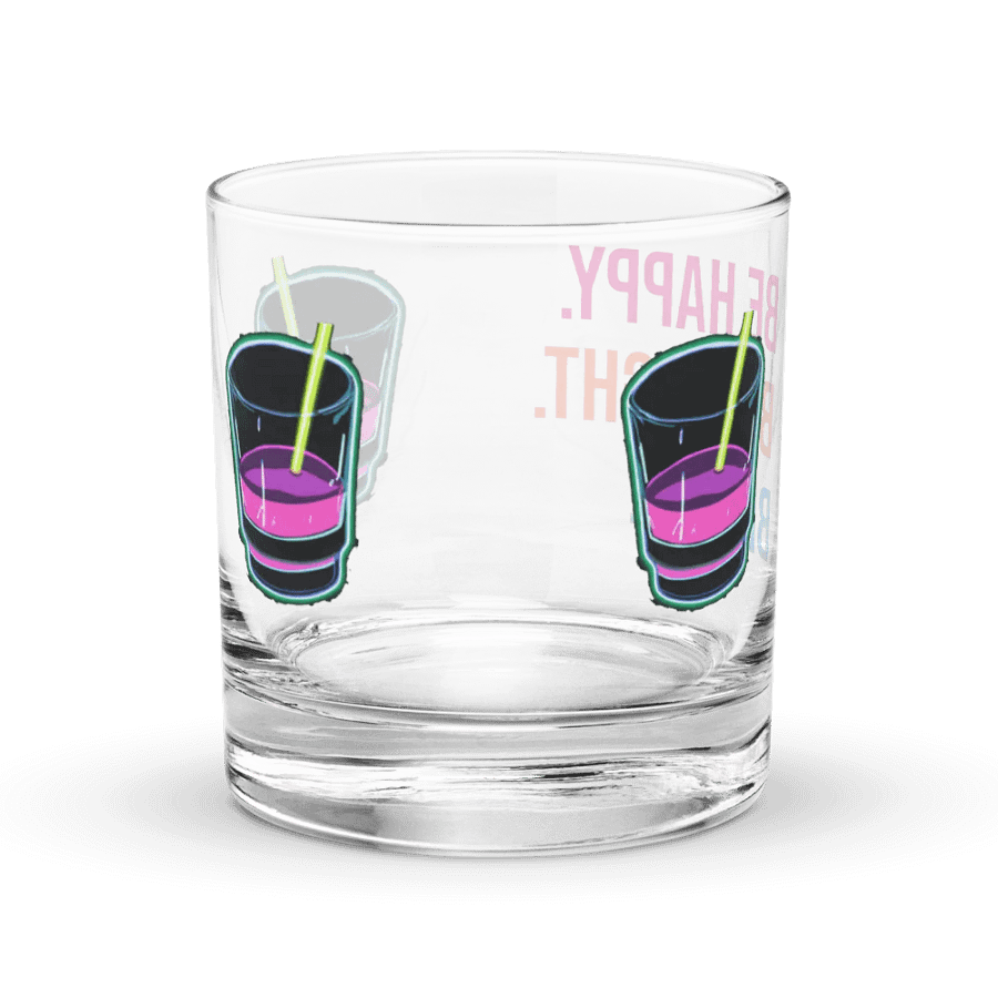 Cheers Neon Motivation Rocks Glass: BE HAPPY. BE BRIGHT. BE YOU. product image (1)