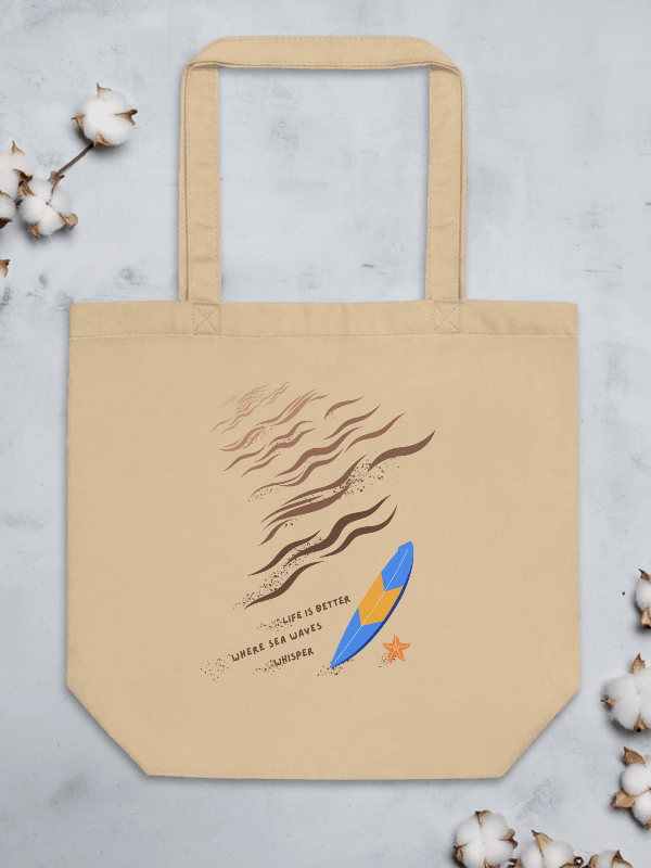 Life Is Better Where Sea Waves Whisper Eco-Friendly Tote Bag ( Side -Beach- ) product image (4)