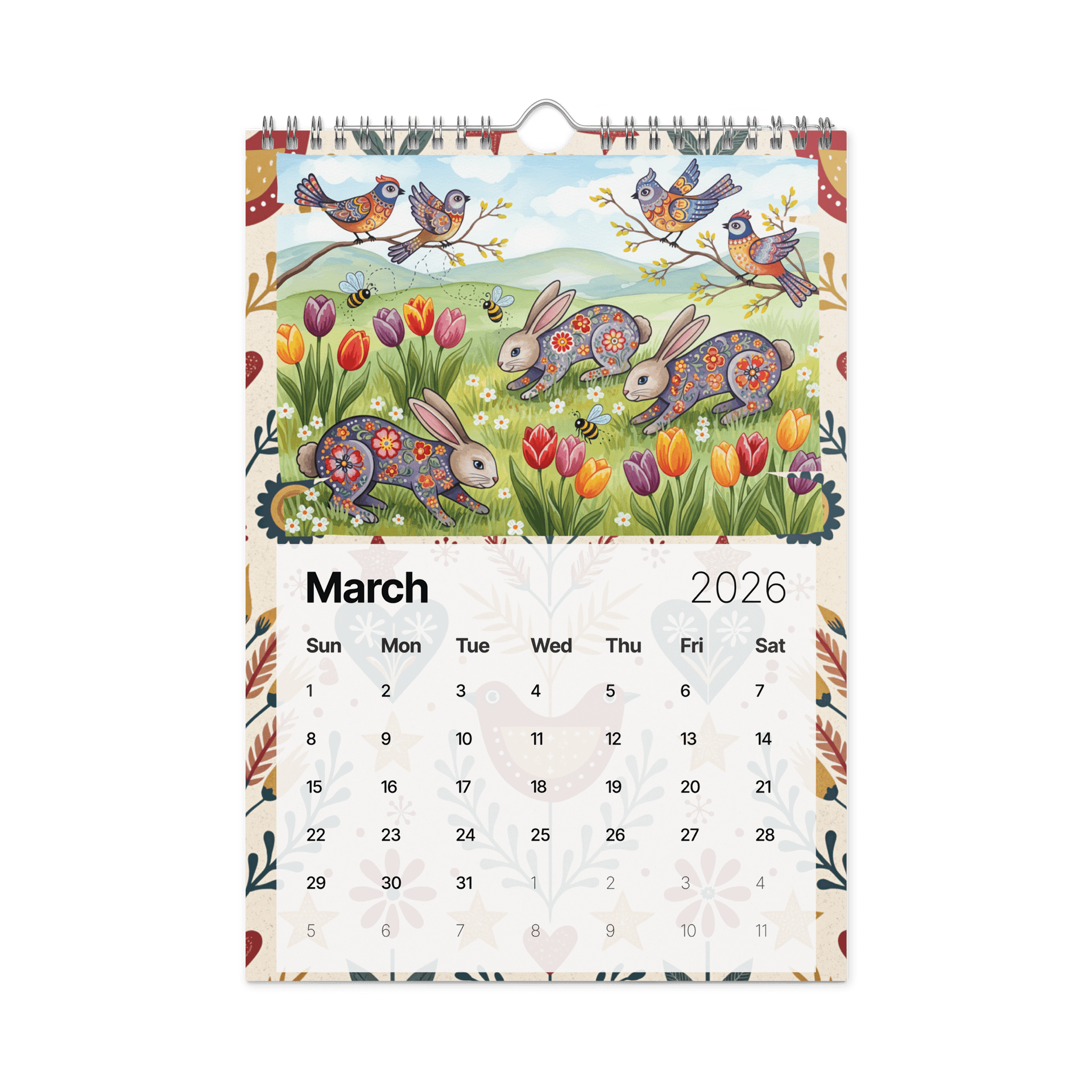 Folk Art Wall Calendar 2026 – A Year of Whimsical Traditions and Timeless Beauty product image (9)
