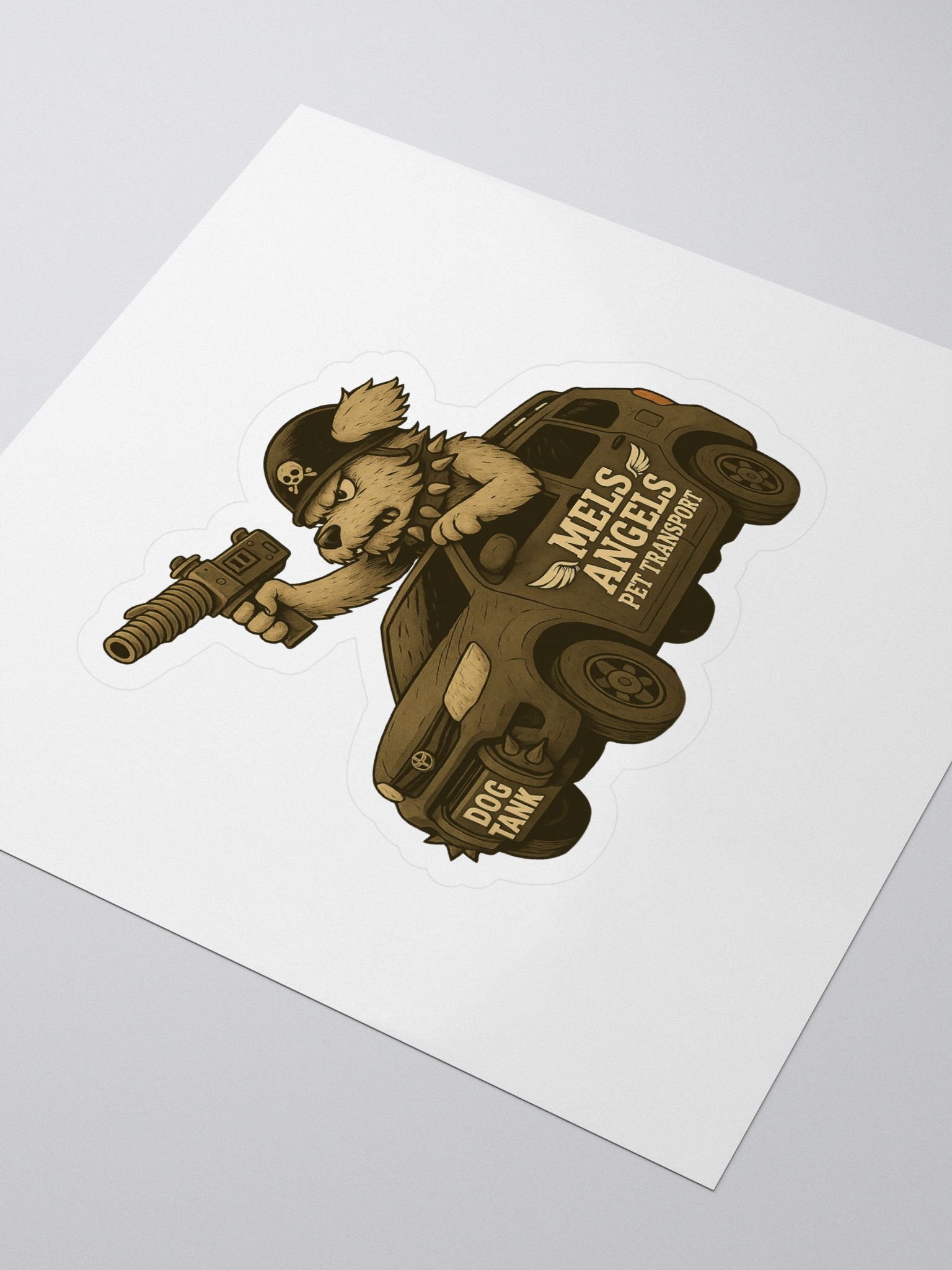 Mel’s Angels “Dog Tank” Sticker – Rebel Dog Vinyl Decal, Military Style Kiss-Cut Sticker for Laptops, Gear & More product image (3)