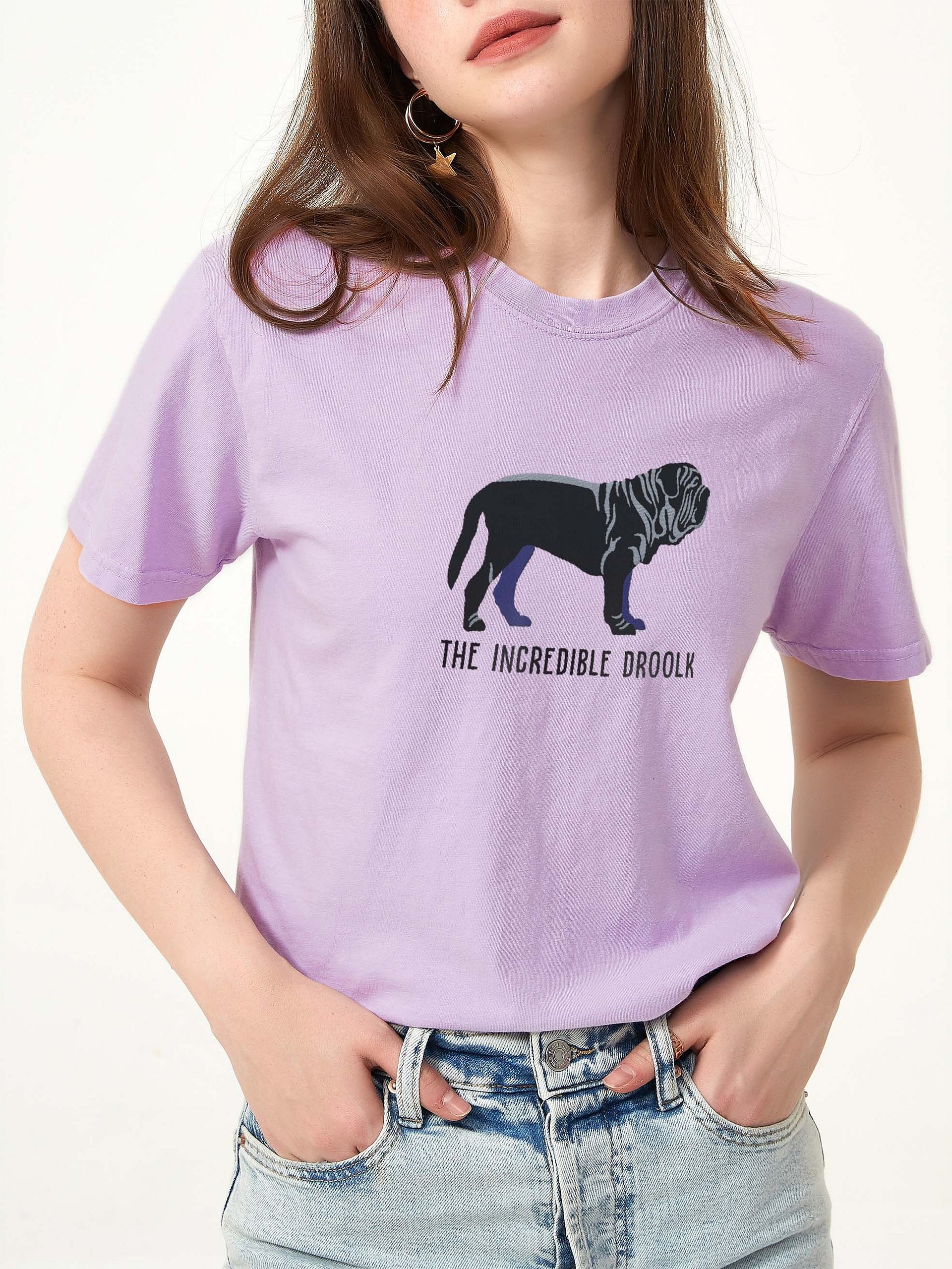 The Incredible Droolk T-Shirt(Embroidered) of a Neapolitan Mastiff(Black) product image (2)