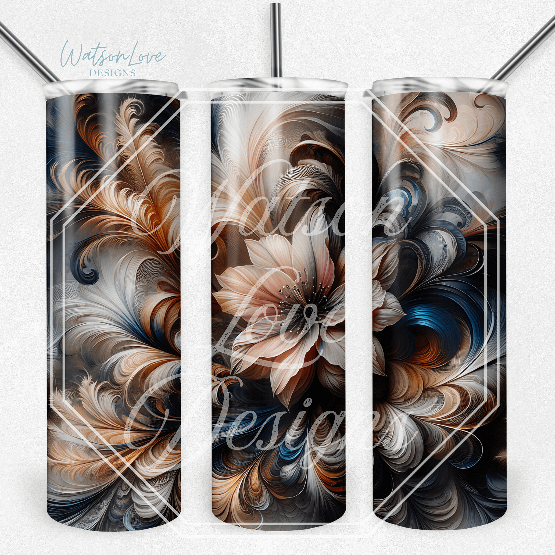 Abstract Floral 20 oz Skinny Tumbler Sublimation Design Digital Download PNG Instant DIGITAL ONLY Tumbler Wrap product image (1)