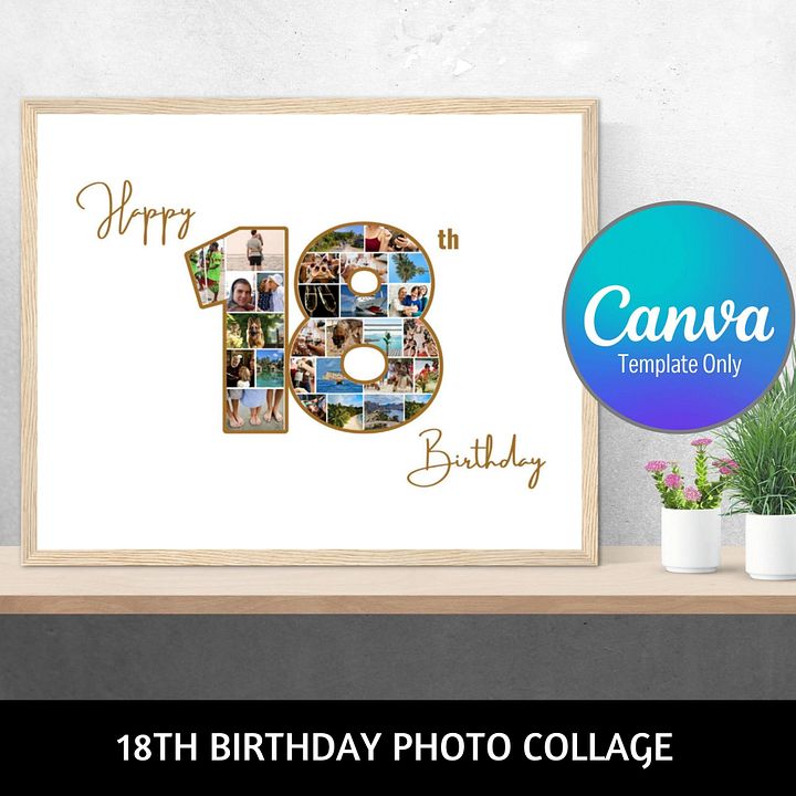 Happy 18th Birthday Photo Collage Canva Template product image (1)