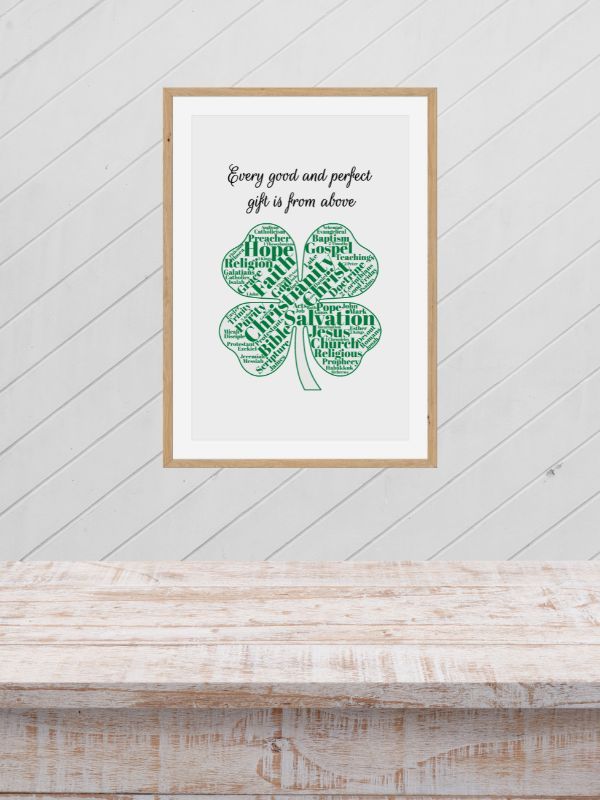 Printable Christian Wall Art - Four-Leaf Clover Design product image (4)