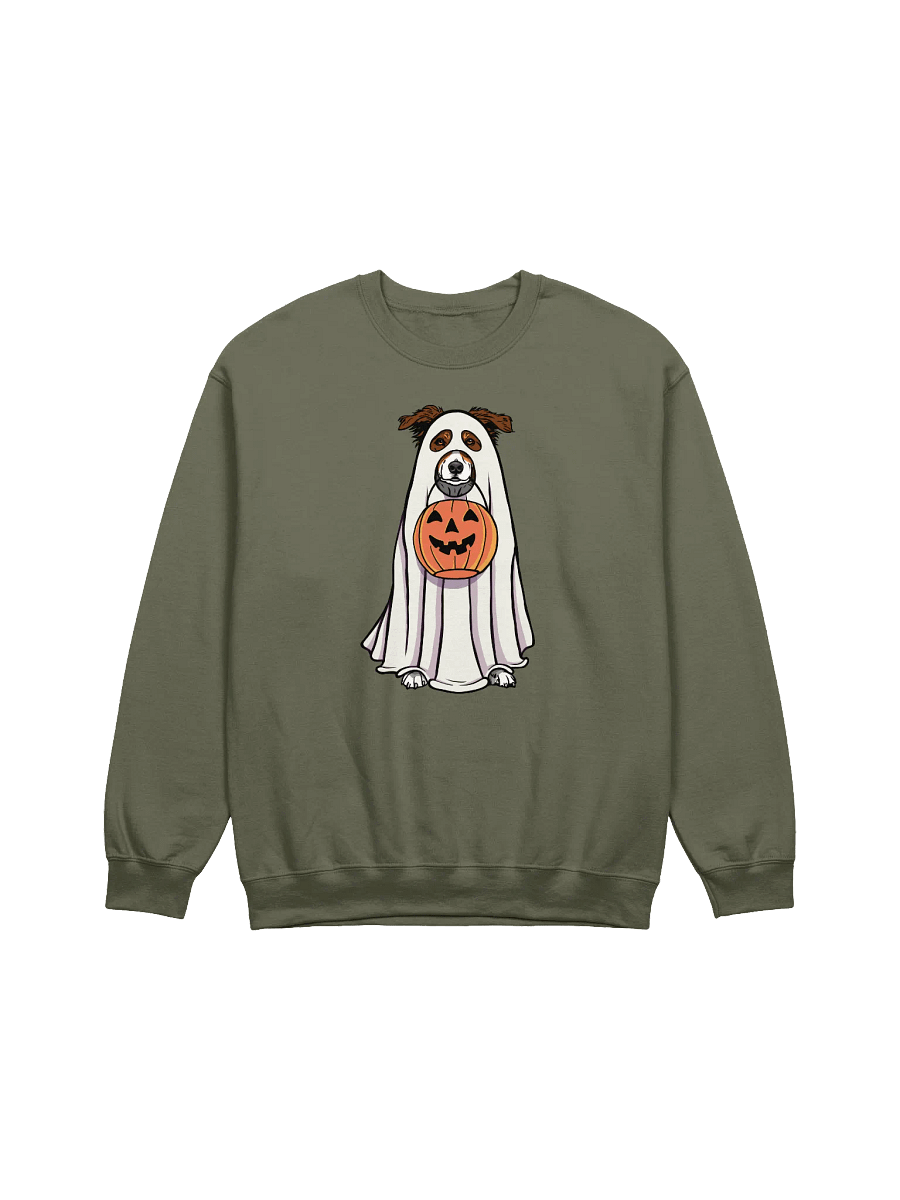 Funny Halloween Australian Shepherd(Red Tricolor) Sweatshirt | Funny Aussie Wearing a Ghost Costume and Holding a Pumpkin Basket product image (17)
