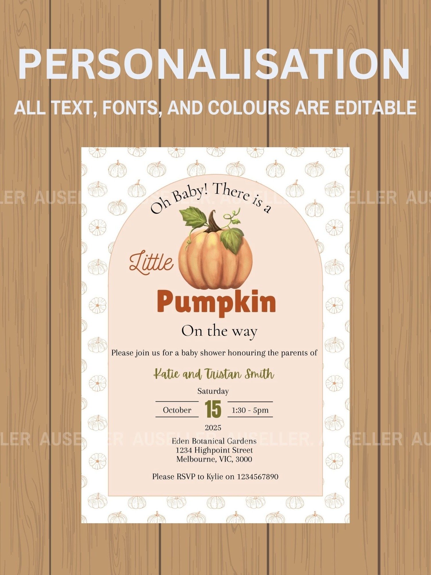 A Little Pumpkin Is On The Way Baby Shower Invitation product image (5)