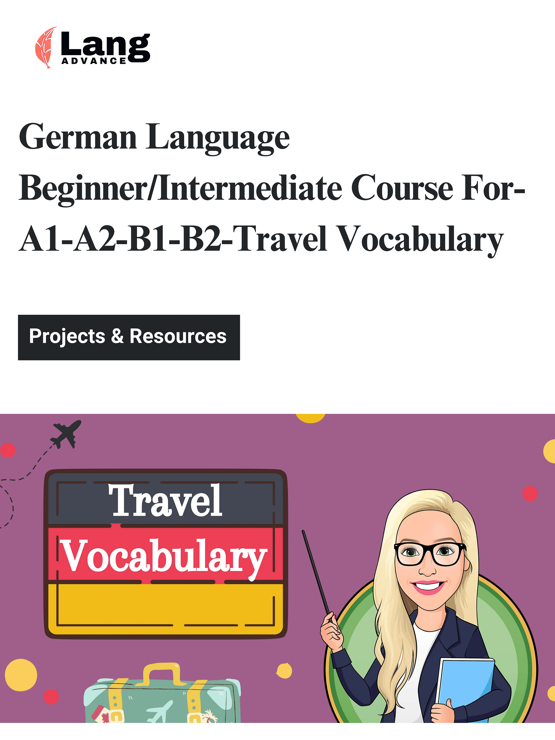 German Language Beginner/Intermediate Course For-A1-A2-B1-B2-Travel Vocabulary product image (1)