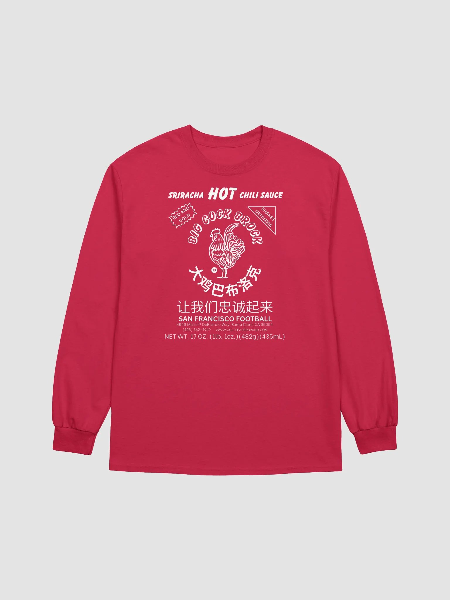 San Francisco Football Sriracha Chili Sauce Label Emblem Long Sleeve Tee product image (1)