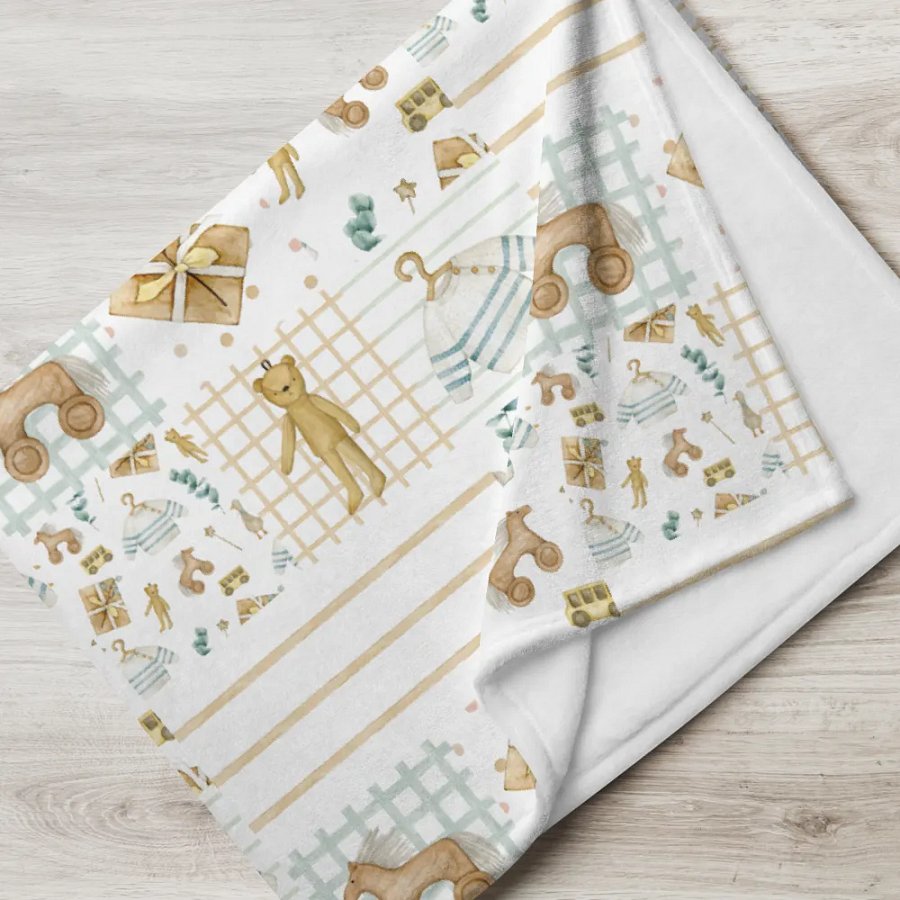 Sweet Eucalyptus Watercolor Baby Patchwork Throw Blanket product image (7)