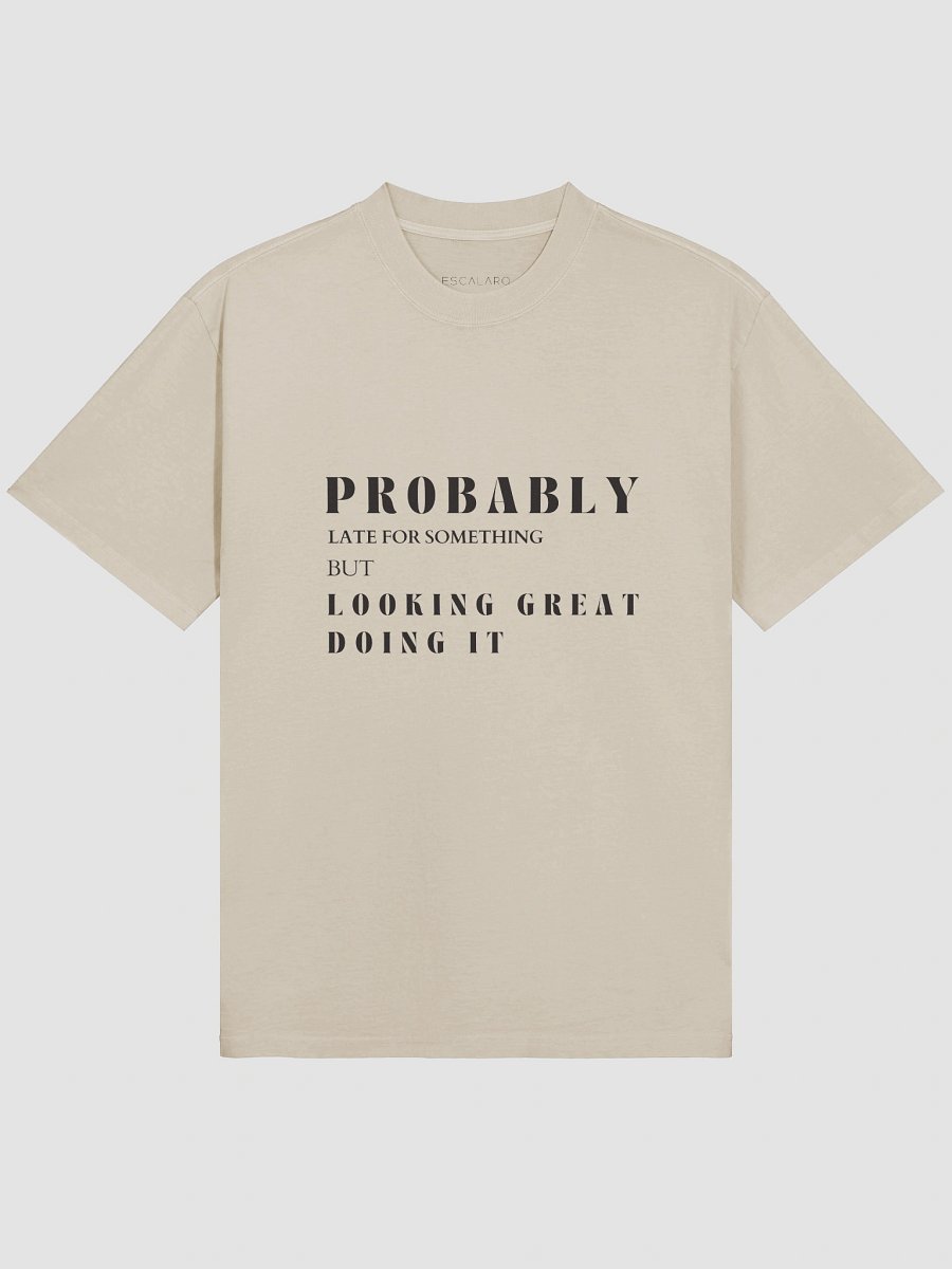 Nostalgic Elegance Faded 'Probably Late But Looking Great' T-Shirt product image (3)