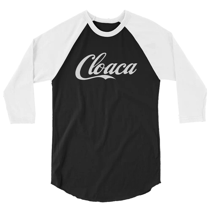 Cloaca Cola raglan (white text) product image (2)