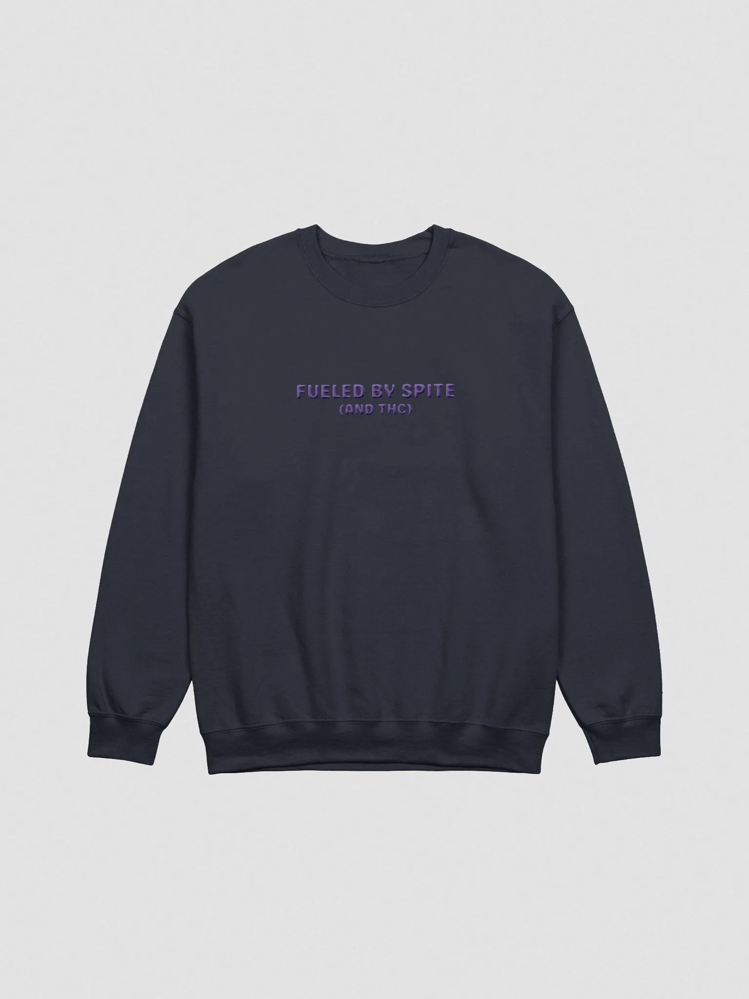 FUELED BY SPITE (purple thread) embroidered classic crewneck product image (1)