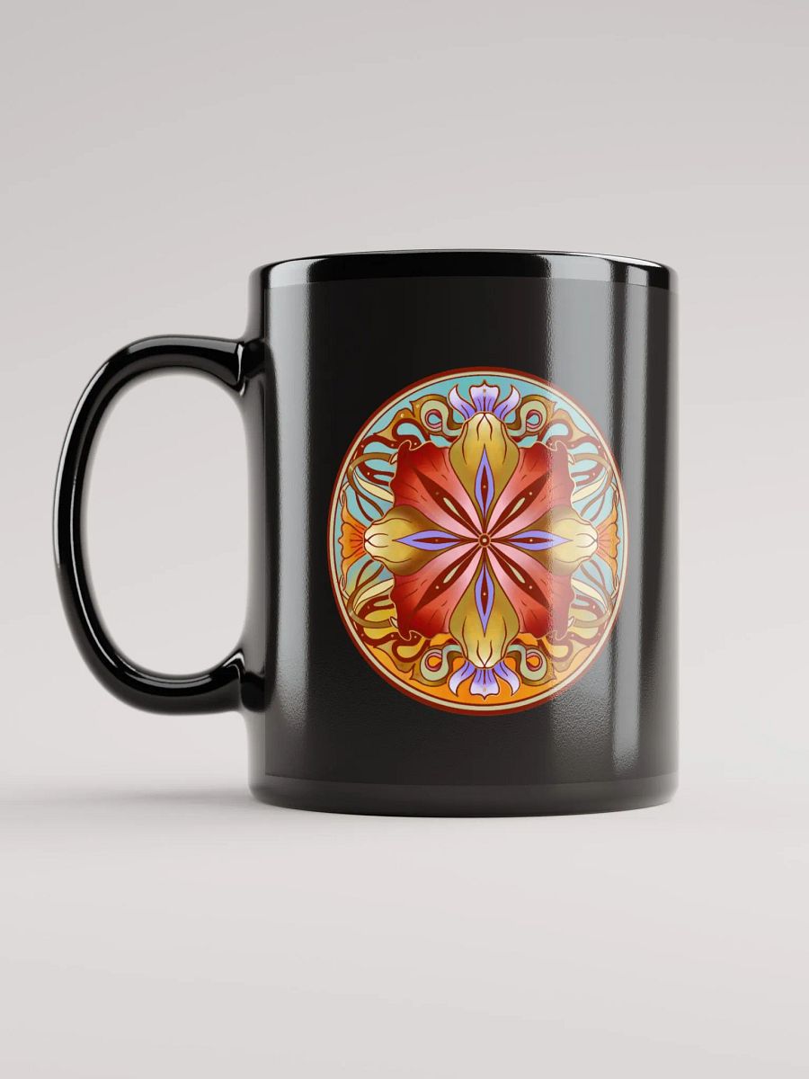 Crimson Floral Mandala - Black Mug product image (6)