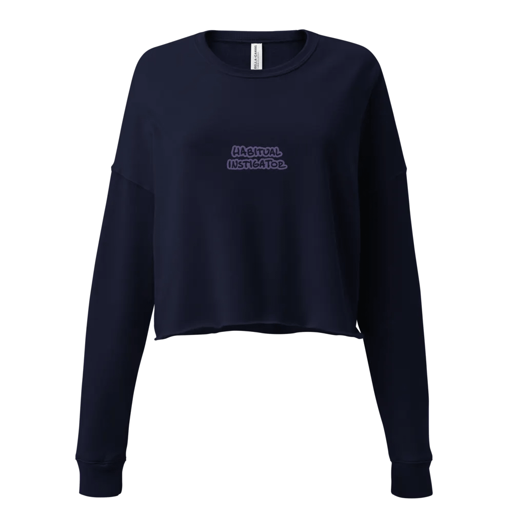 HABITUAL INSTIGATOR (purple outline) embroidered fleece crop crew product image (24)