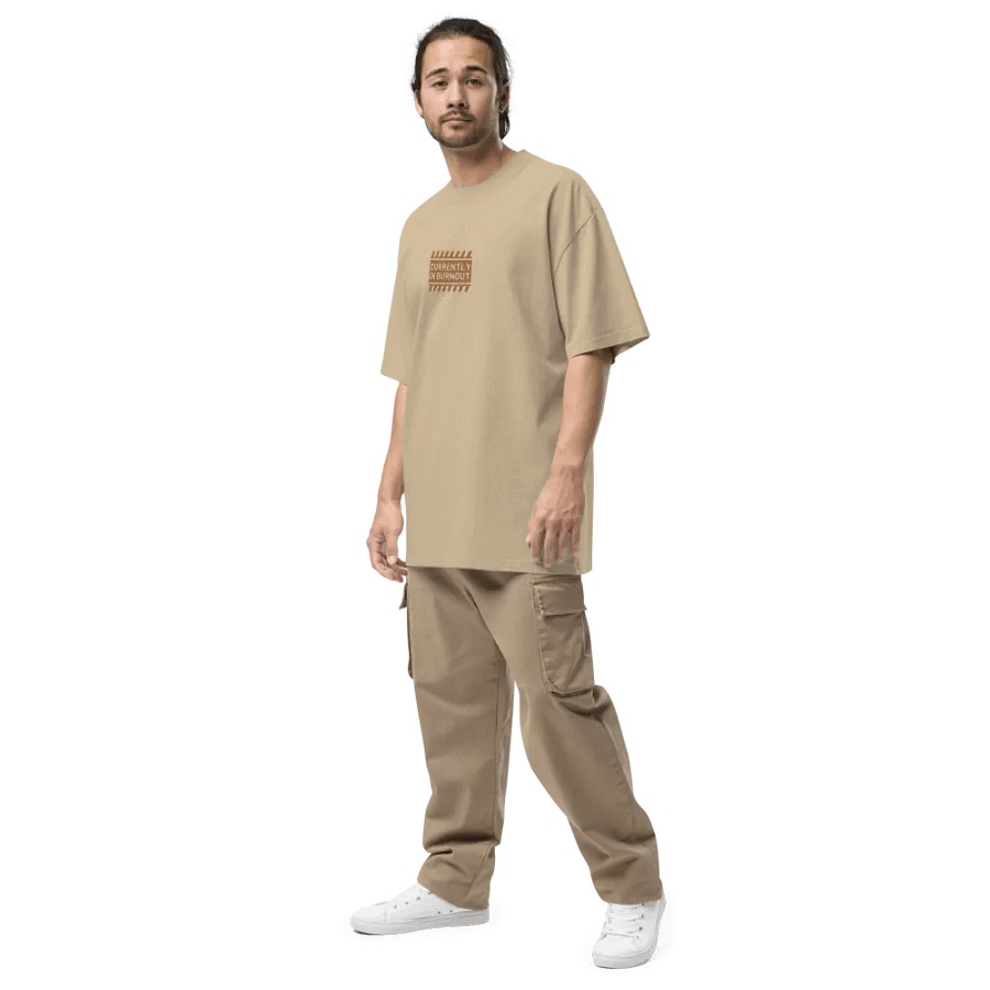 CURRENTLY IN BURNOUT (outline, brass thread) oversized faded neutral tee product image (8)