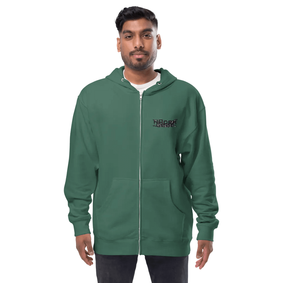 Fleece Zip Up Hoodie - Embroidered - Black HApex Gear White Logo product image (12)
