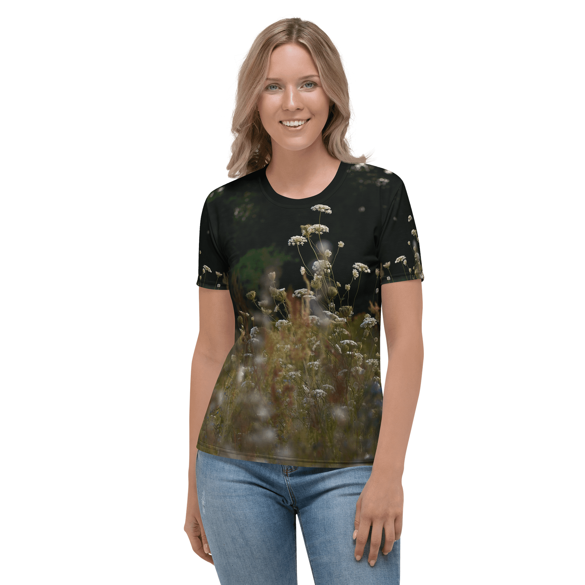 Damen T-Shirt mit Rundhalsausschnitt - Wildblumenwiese product image (2)