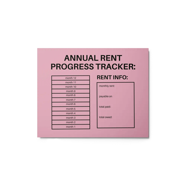 ANNUAL RENT TRACKER (black design 5) product image (1)