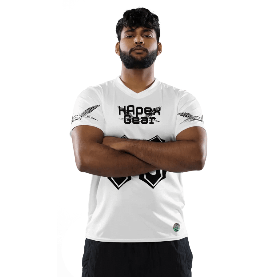 Kaidoom Dev - White - Recycled Unisex Sports Jersey - Black HApex Gear Black Logo product image (5)
