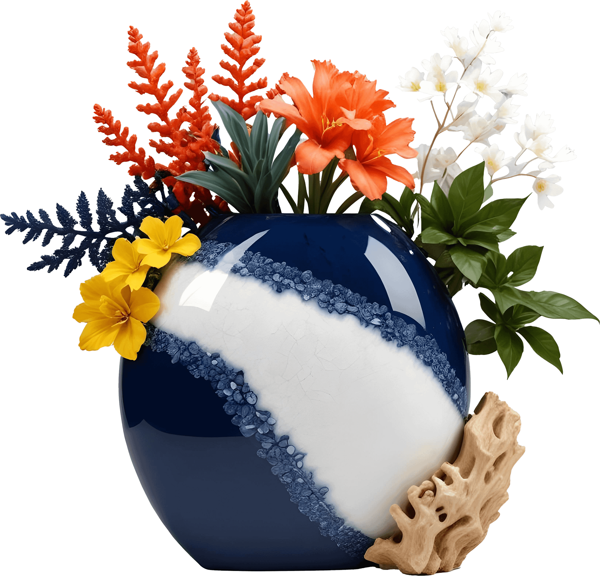 Golden Tides – Tropical Luxe Geode Vase PNG product image (1)