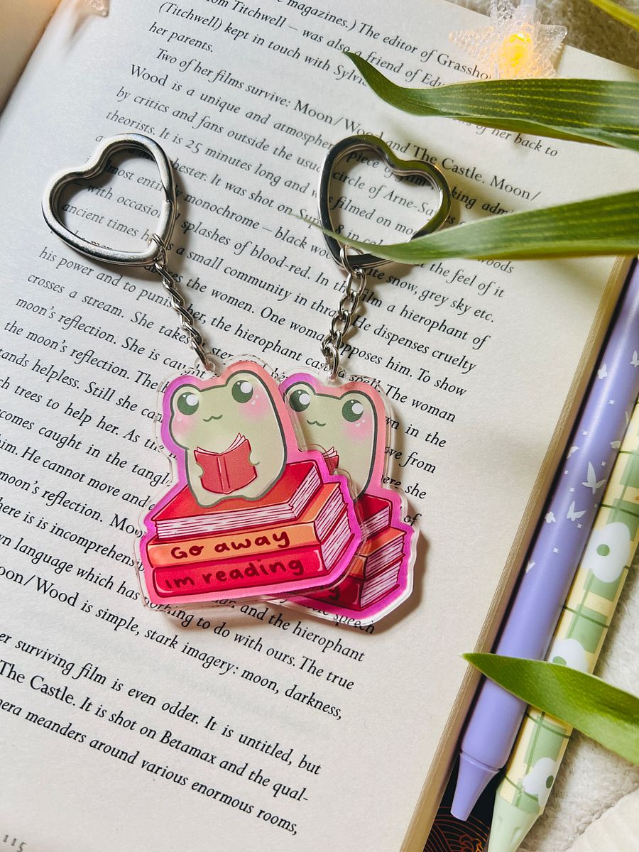 Go Away I'm Reading Frog Acrylic Keyring product image (4)