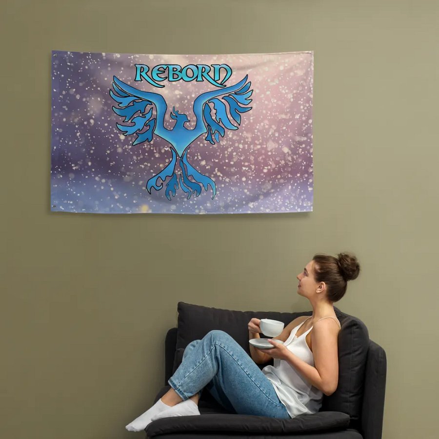 Ice Phoenix Rebirth Cosmic Flag product image (12)
