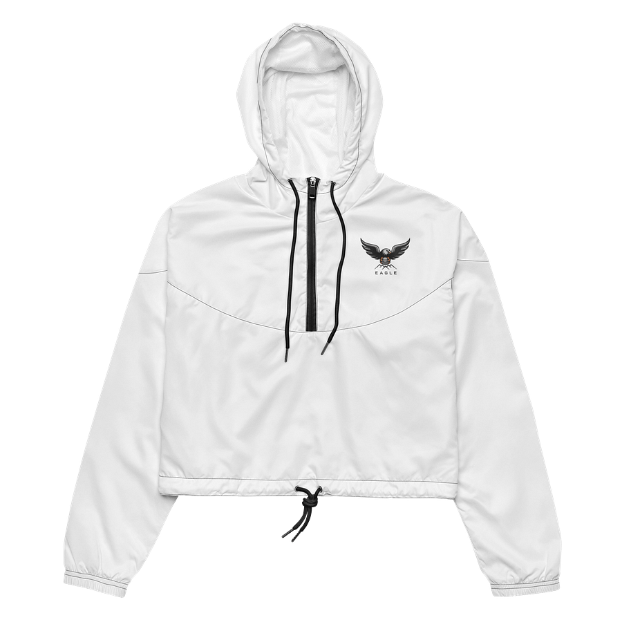 Eagle All-Over Print Women’s Cropped Windbreaker - White, Bold Design, Lightweight product image (2)