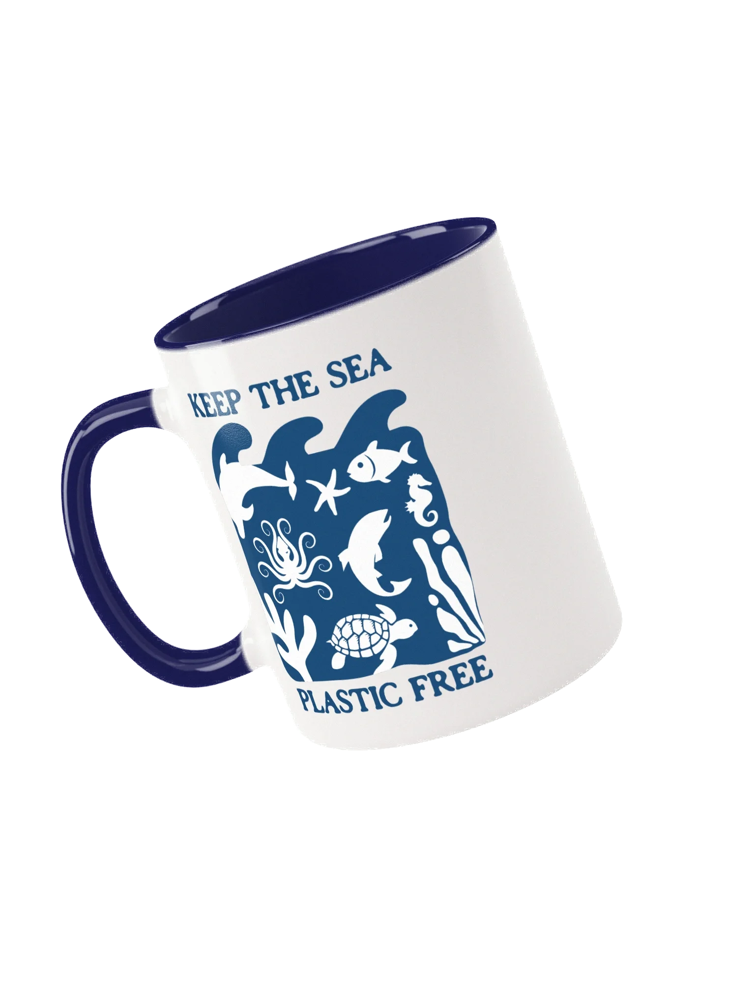 Keep The Sea Plastic Free Ceramic Mug With Color Inside product image (3)