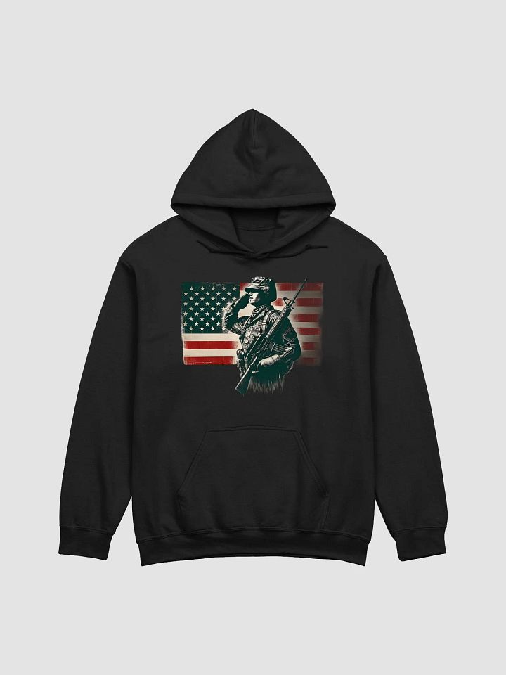 Saluting Soldier - Proud USA Patriotic Tribute Vintage Unisex Hoodie product image (1)