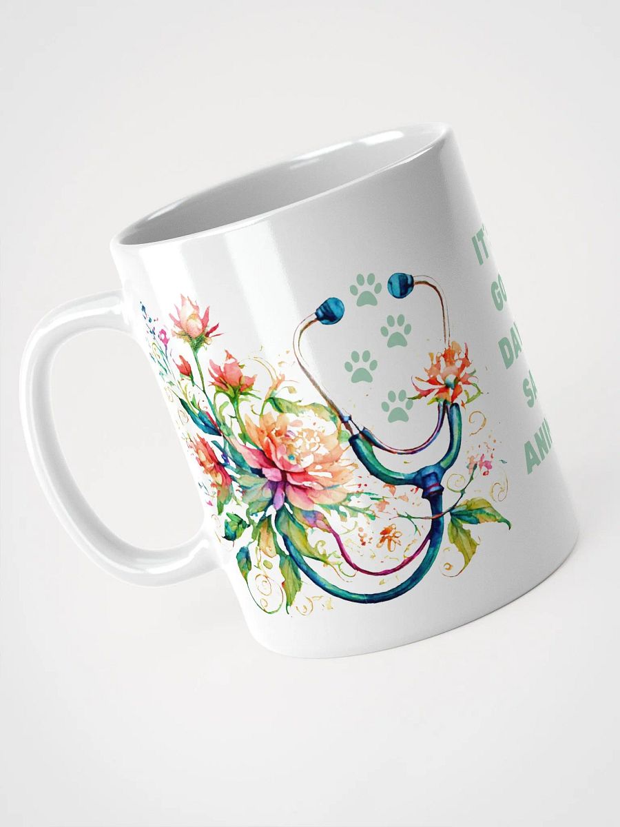 "Stethoscope with flowers and animal paw prints" ceramic mug product image (5)