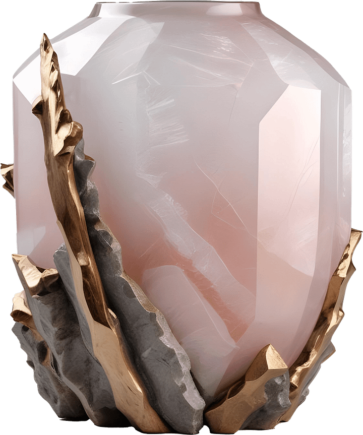 Ethereal Glow – Faceted Rose Quartz Vase PNG product image (1)