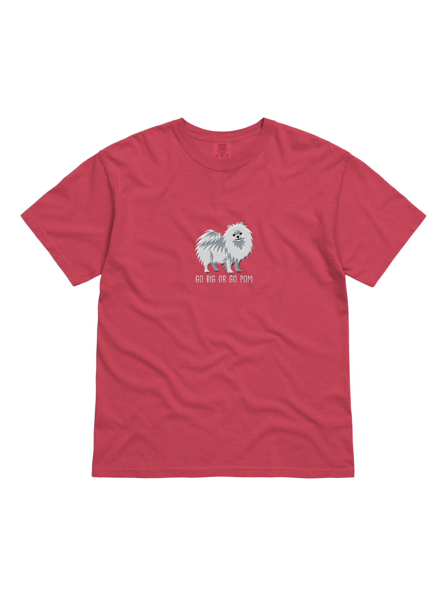 Go Big or Go Pom T-Shirt(Embroidered) of a Pomeranian(White) product image (41)
