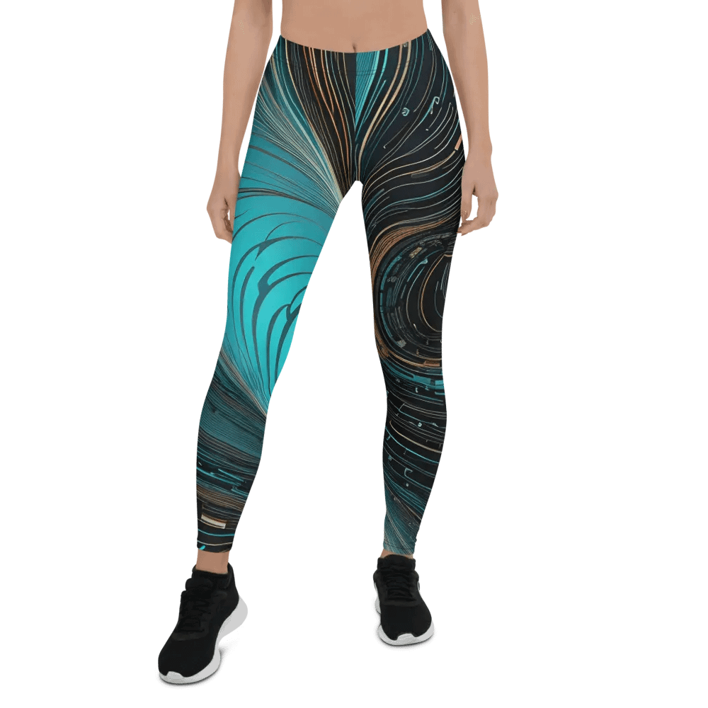 Abstract Psychedelic Neon Blue Motion All-Over Print Leggings product image (1)