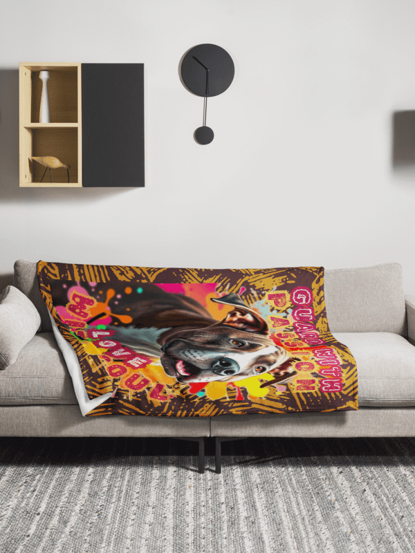 THROW BLANKET - PITBULL - GUARD WITH PASSION LOVE WITH SOUL product image (2)
