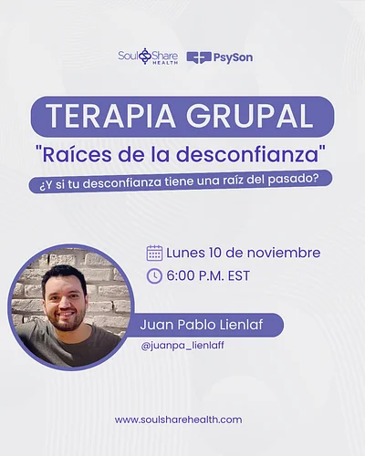 ¿Eres desconfiado? 🤔 Puedes tener raíces en tu pasado que no te dejan avanzar… Te invitamos a nuestra terapia grupal. 💜 ¡Es m...