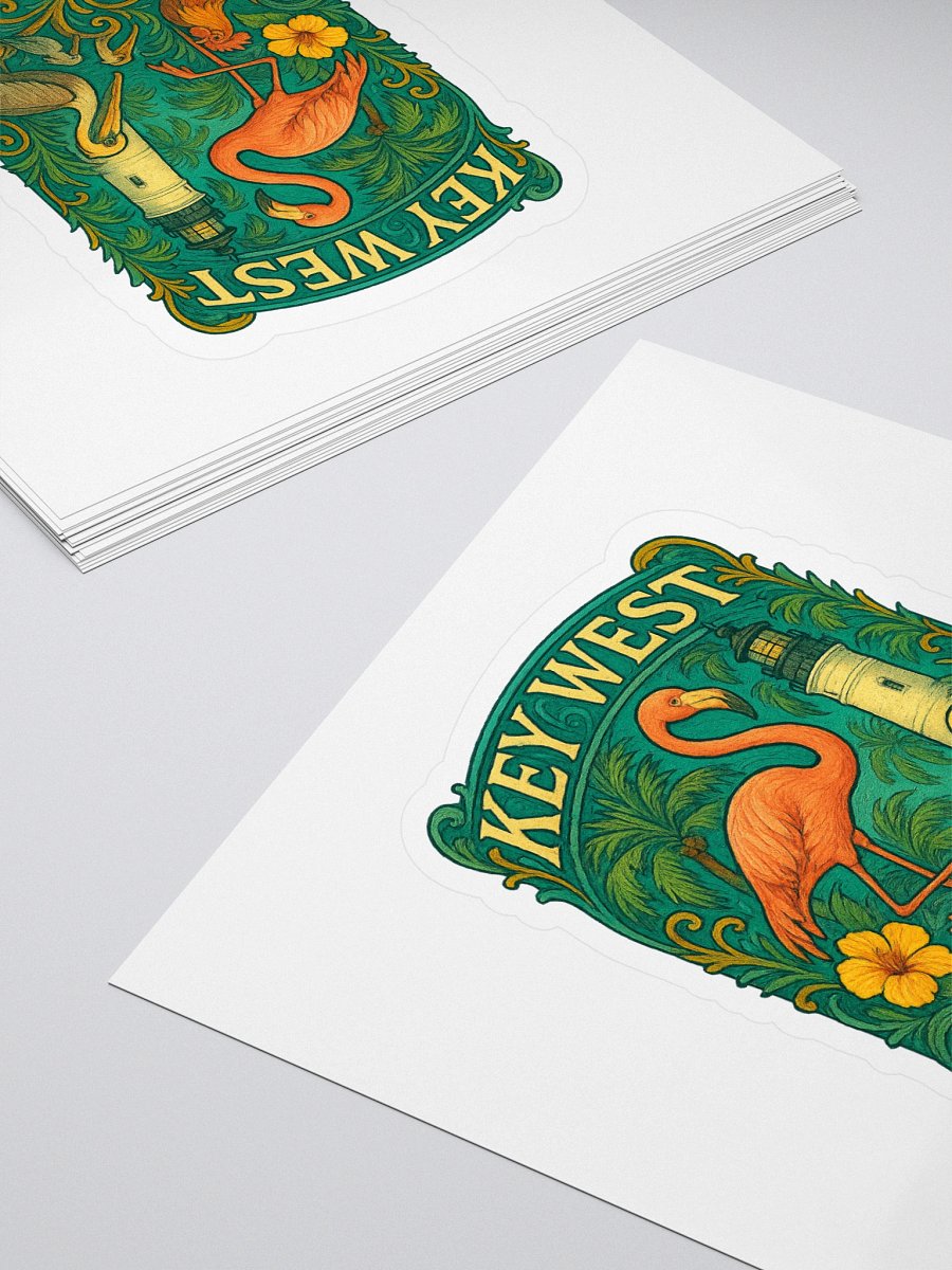 Kiss-Cut Key West Tropical Sticker with Flamingo, Pelican, Rooster, Lighthouse, and Hibiscus product image (4)