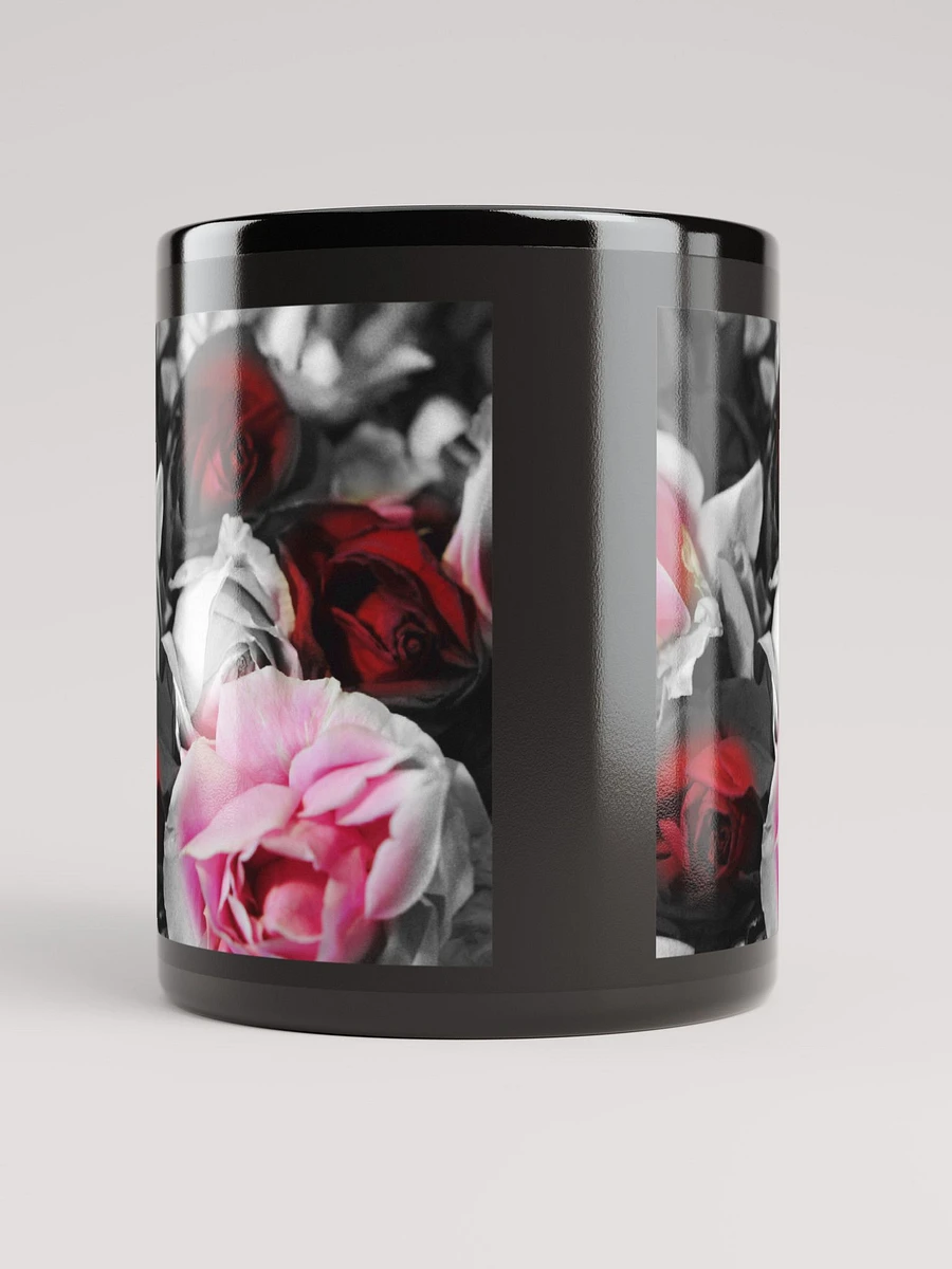 Black and White Roses Fade To Pink and Red Black Coffee Mug product image (10)