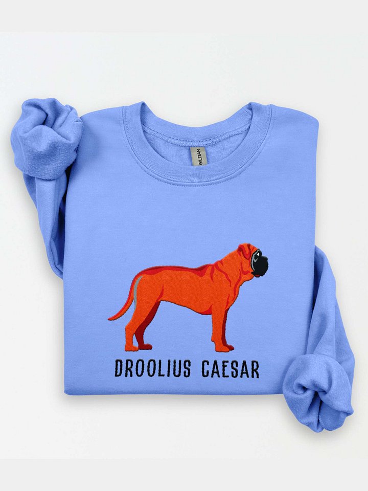 Droolius Caesar Sweatshirt (Embroidered) of an English Mastiff(Red) product image (1)