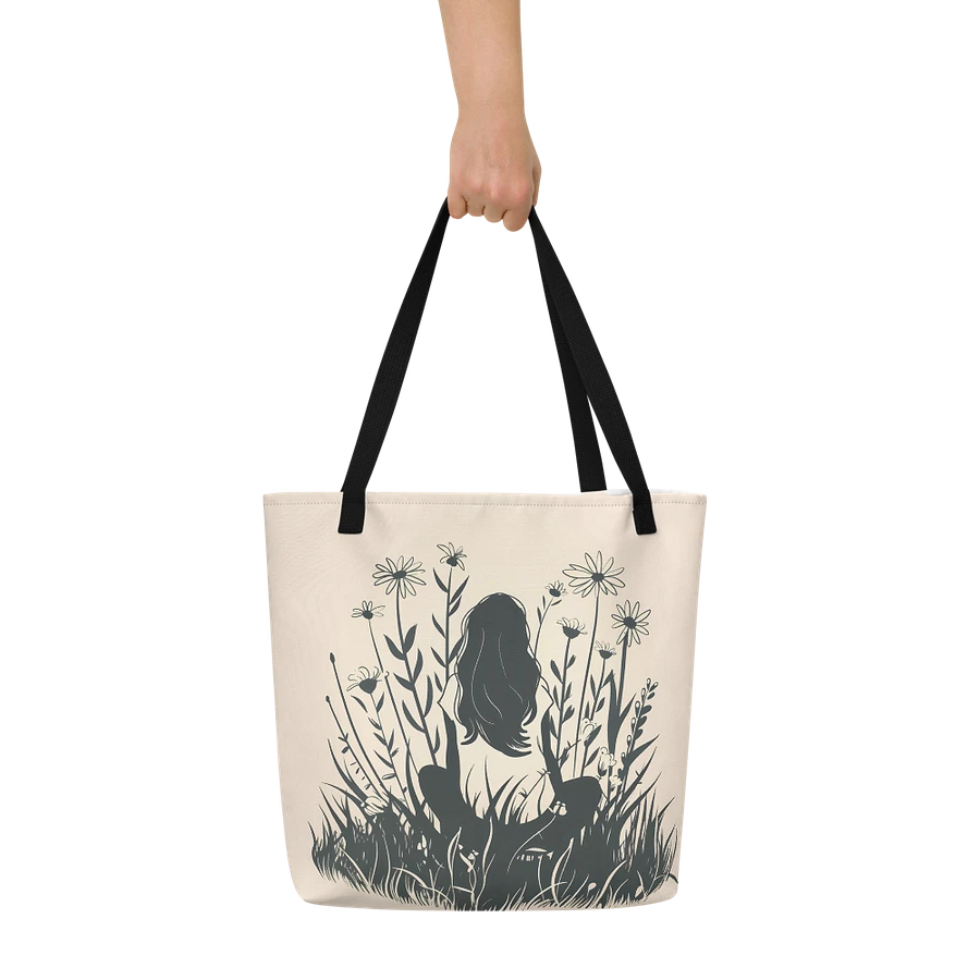 Tote Bag: Girl Who Loves Wildflowers Spring Summer Season Floral Art Style Design product image (9)