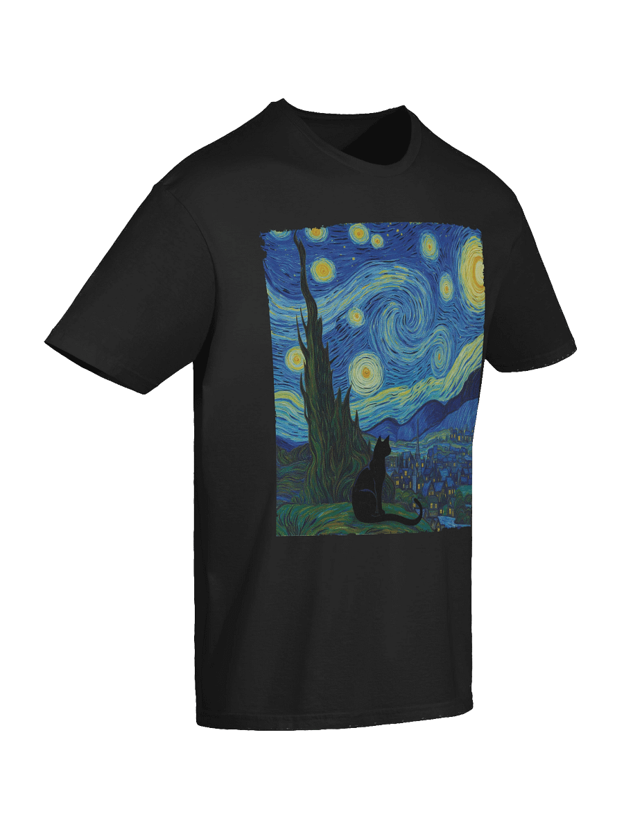 Starry Night Cat Van Gogh Style T-Shirt product image (59)