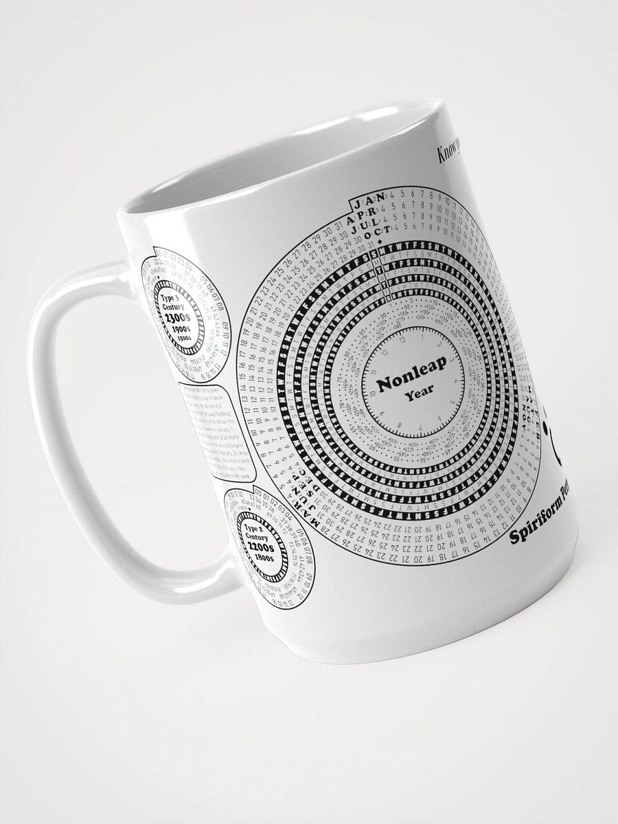 Spiriform Perpetual Calendar 15oz White Ceramic Mug product image (3)