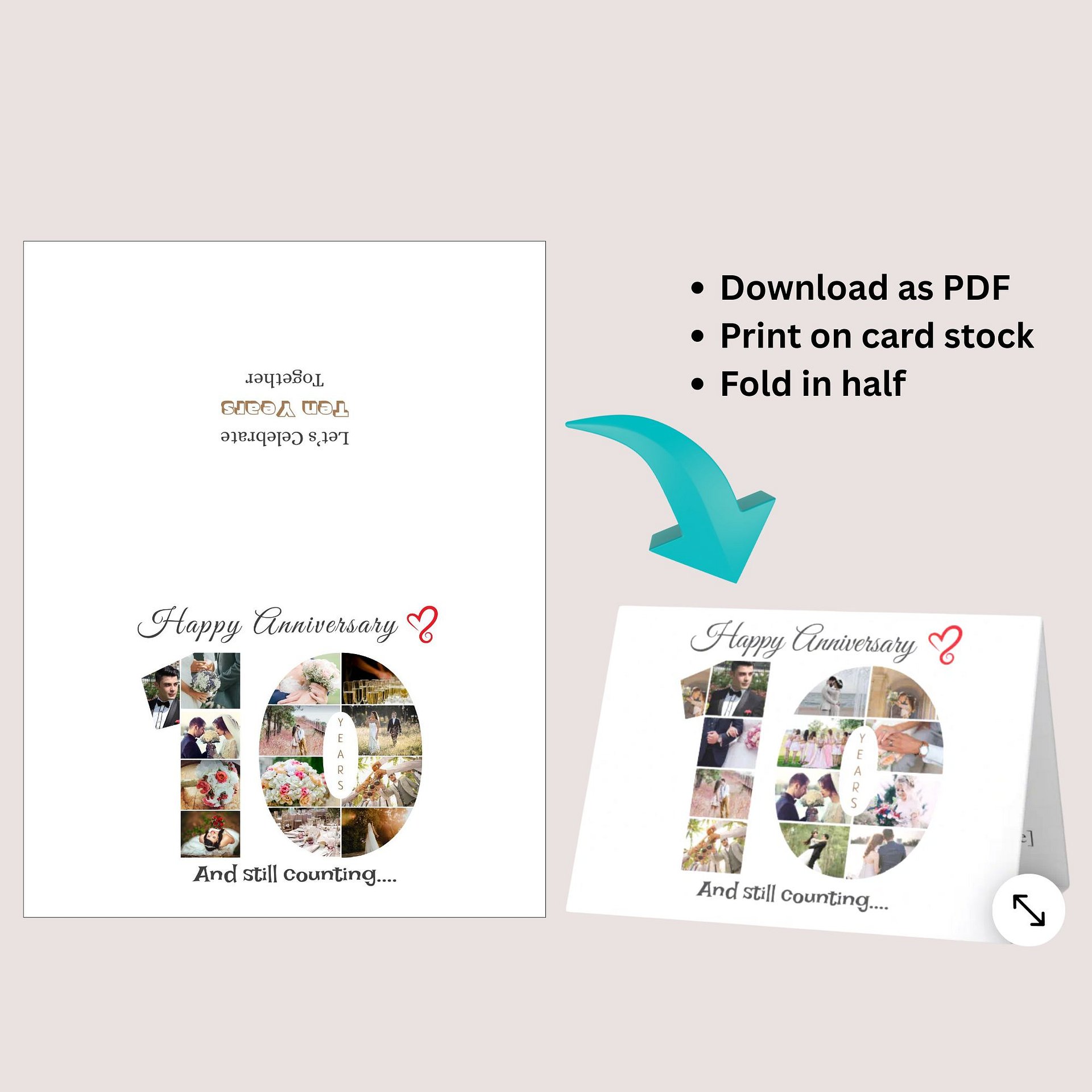 10 Year Anniversary Photo Card Editable Canva Template product image (7)