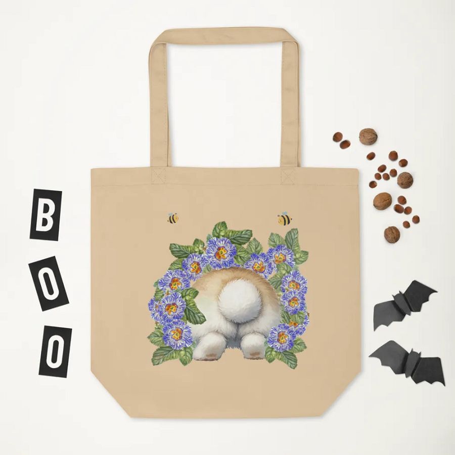 Garden Whispers: Bunny and the Primula Zebra Blues Organic Cotton Tote Bag - Eco-Friendly, Durable, Stylish product image (24)