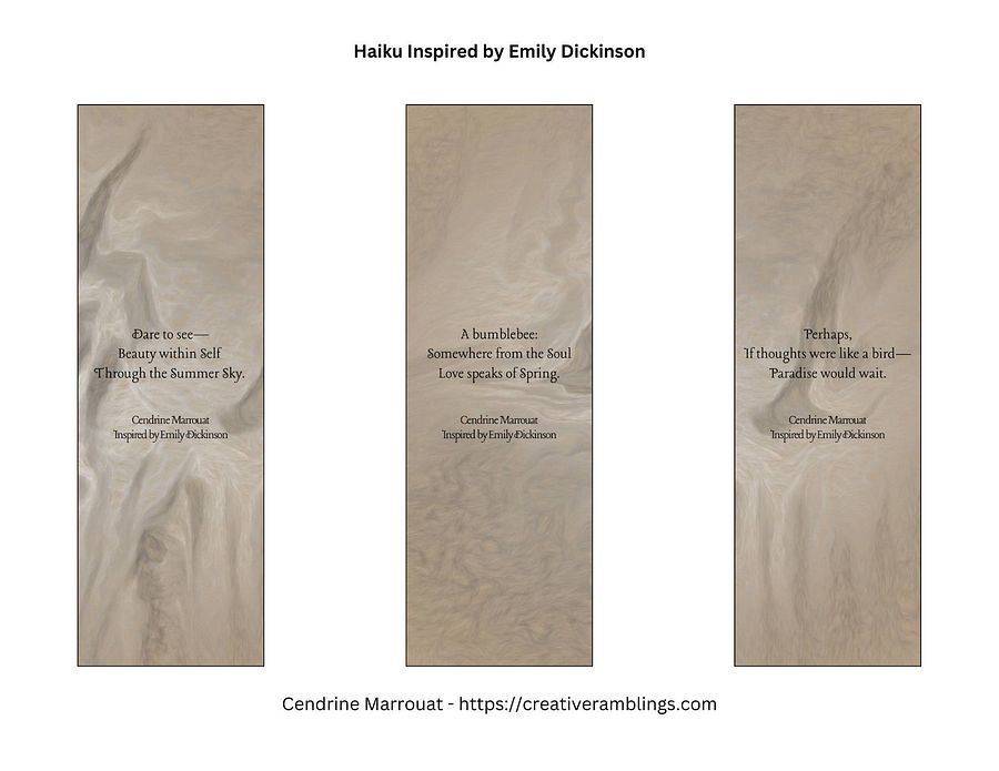 Haiku inspired by Emily Dickinson - Printable Bookmarks product image (1)