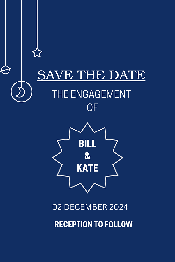 Stars Engaged: Elegant Blue and White Engagement Invitation product image (1)