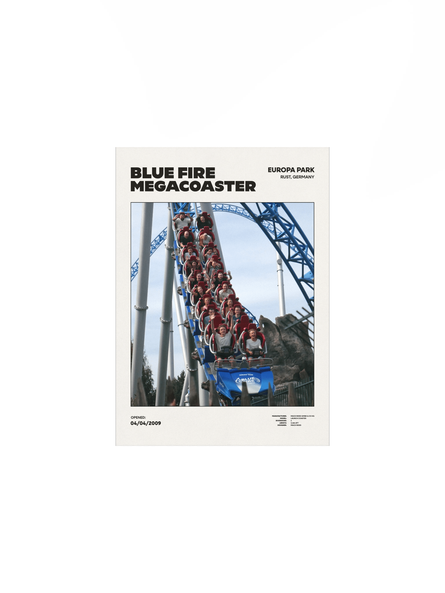 Blue Fire Megacoaster Drop Premium Poster product image (2)