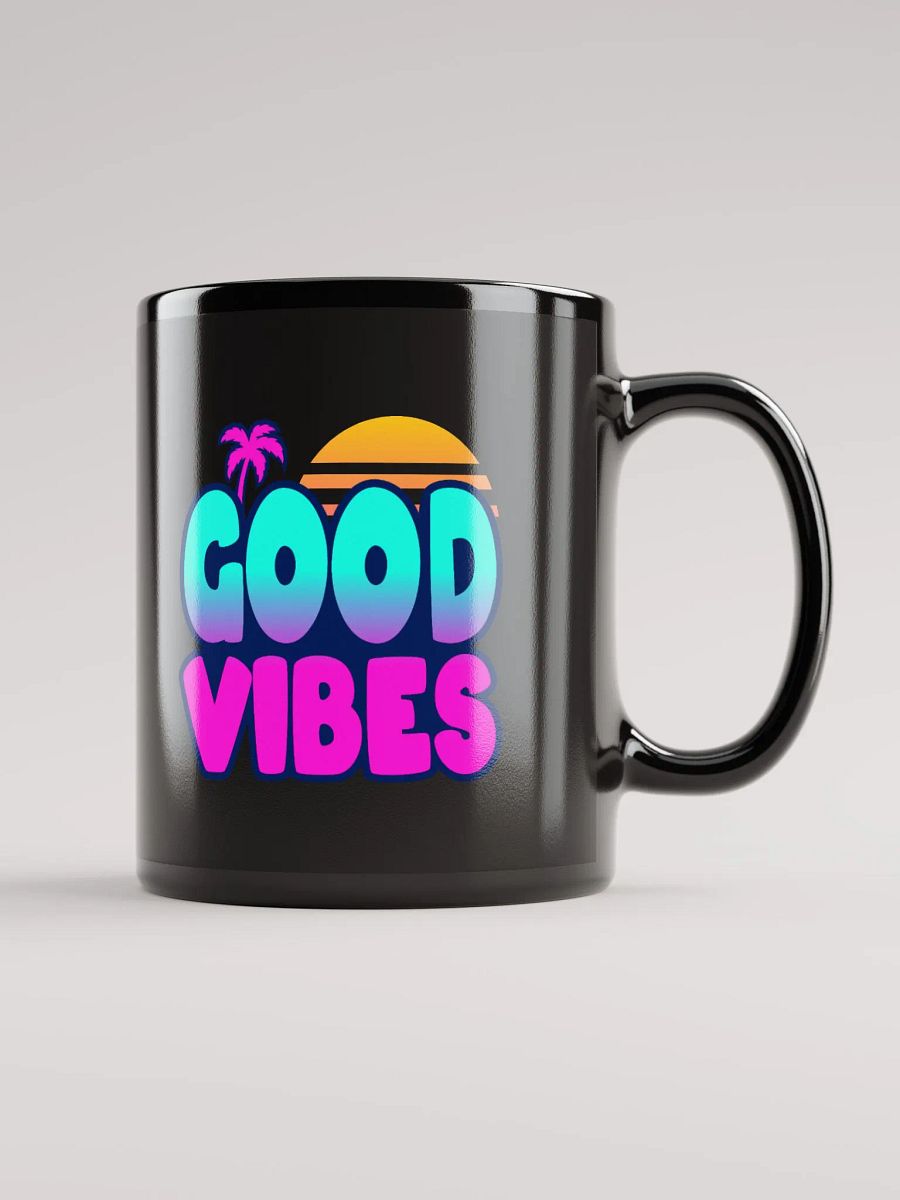 GOOD VIBES GLOSSY BLACK MUG product image (1)