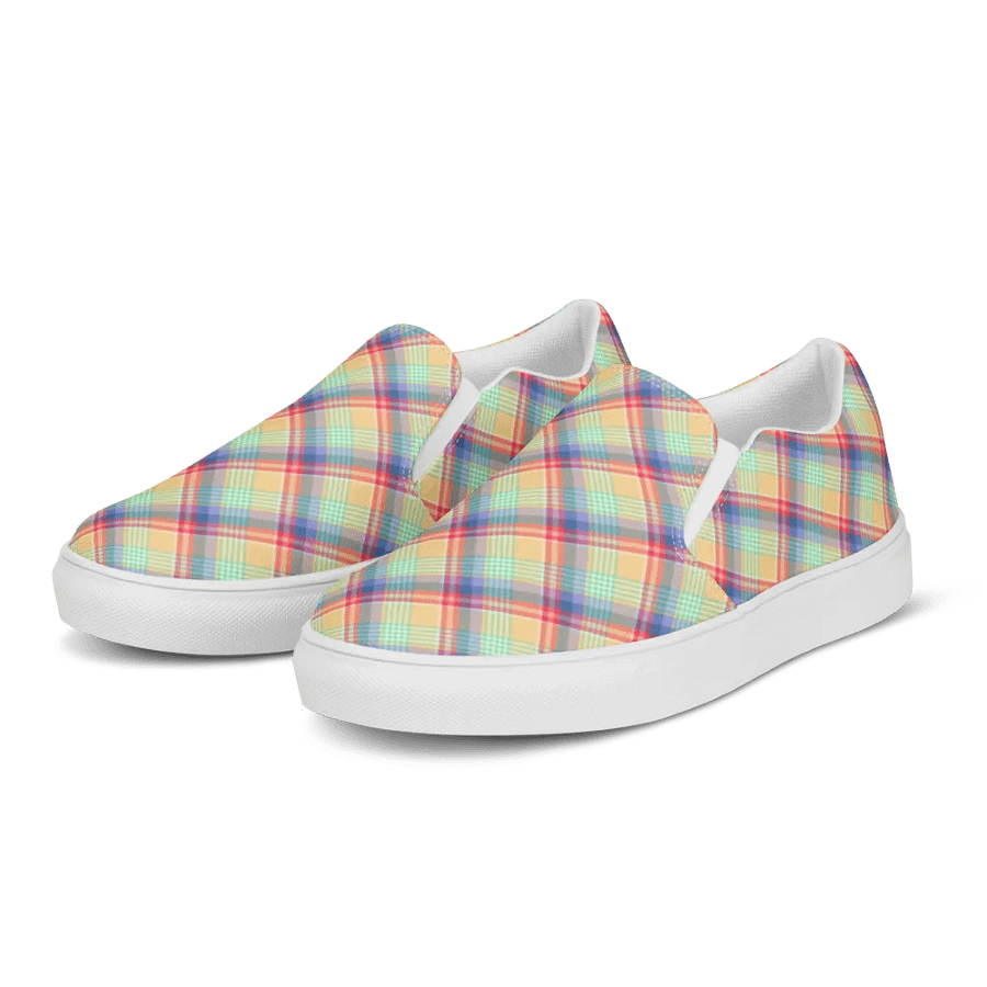 Bright Pastel Plaid Women's Slip-On Shoes product image (3)
